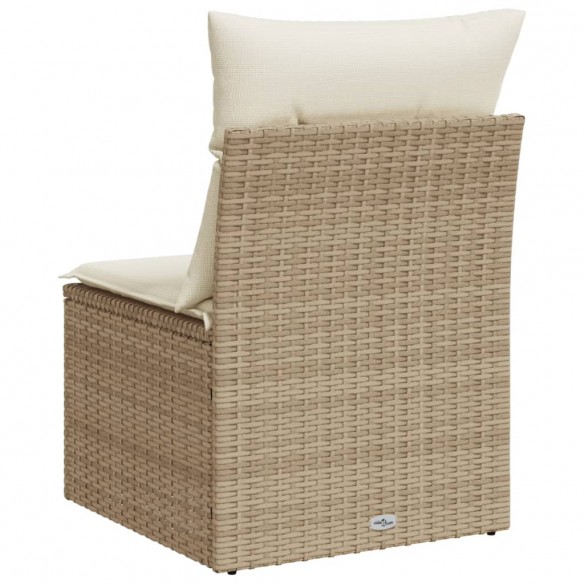 Canapé de jardin sans accoudoirs coussins beige résine tressée