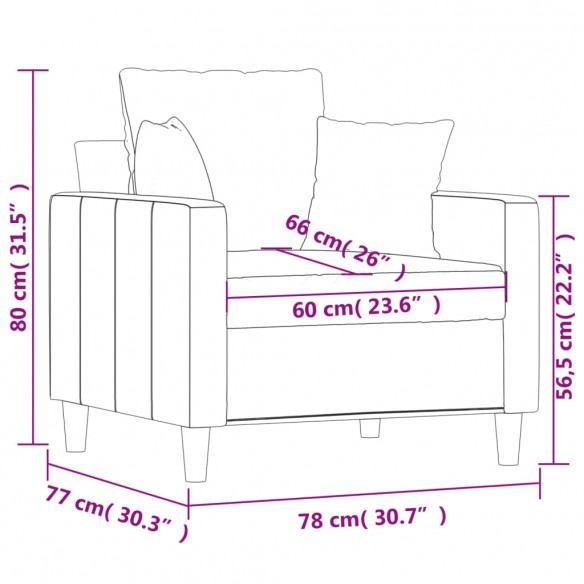 Fauteuil Rose 60 cm Velours