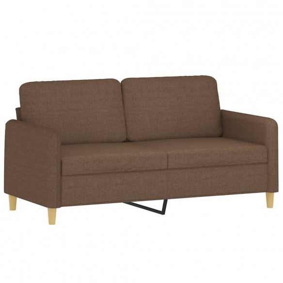 Canapé 2 places avec oreillers décoratifs marron 140 cm tissu