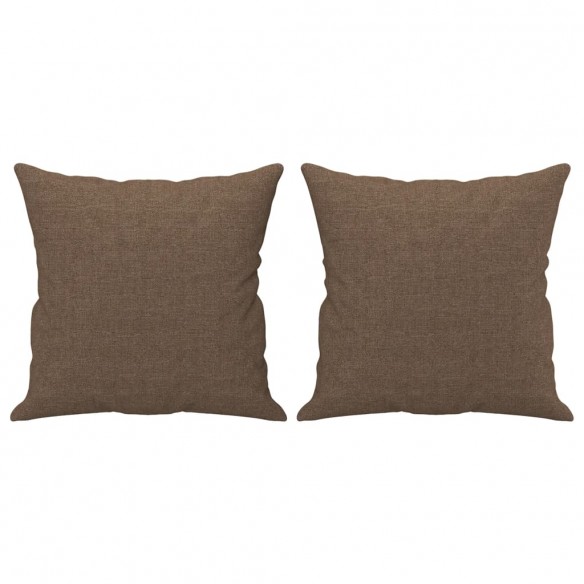 Canapé 2 places avec oreillers décoratifs marron 140 cm tissu