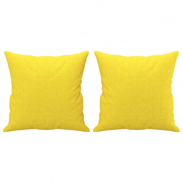 Ensemble de canapés 3 pcs avec coussins jaune clair tissu