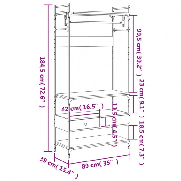 Armoire à tiroirs chêne brun 89x39x184,5 cm bois d'ingénierie