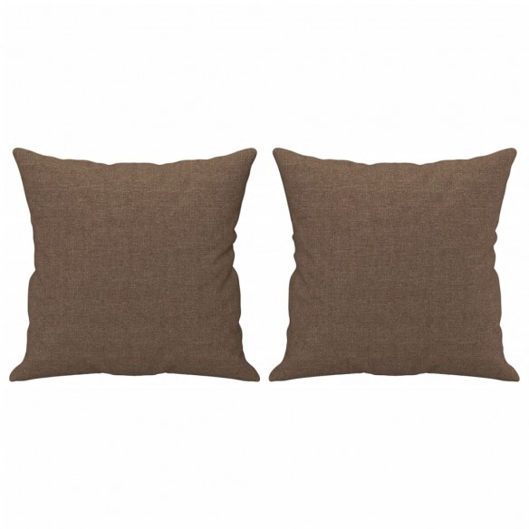 Canapé 2 places avec oreillers décoratifs marron 120 cm tissu