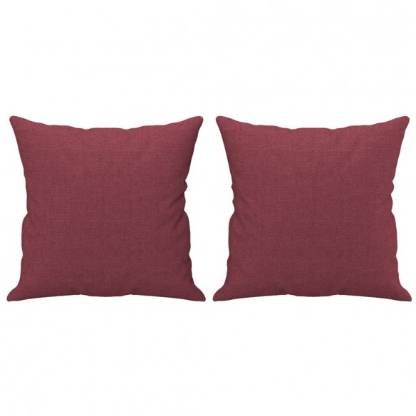 Ensemble de canapés 2 pcs avec coussins rouge bordeaux tissu