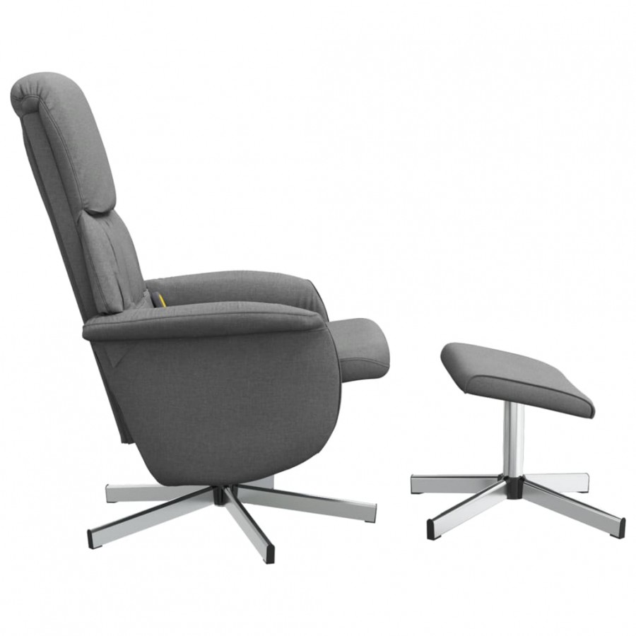 Fauteuil de massage inclinable et repose-pieds gris foncé tissu