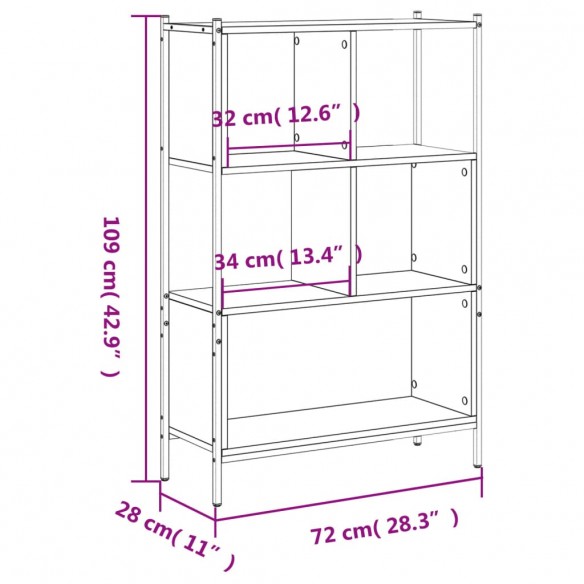 Bibliothèque chêne sonoma 72x28x109 cm bois d'ingénierie