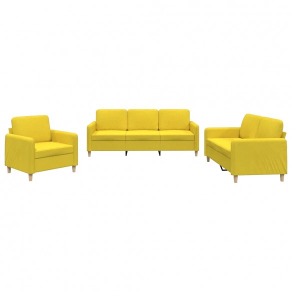 Ensemble de canapés 3 pcs avec coussins Jaune clair Tissu