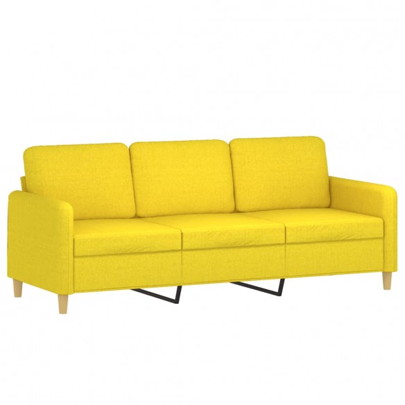 Ensemble de canapés 3 pcs avec coussins Jaune clair Tissu