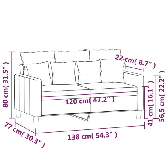 Canapé à 2 places Jaune 120 cm Velours