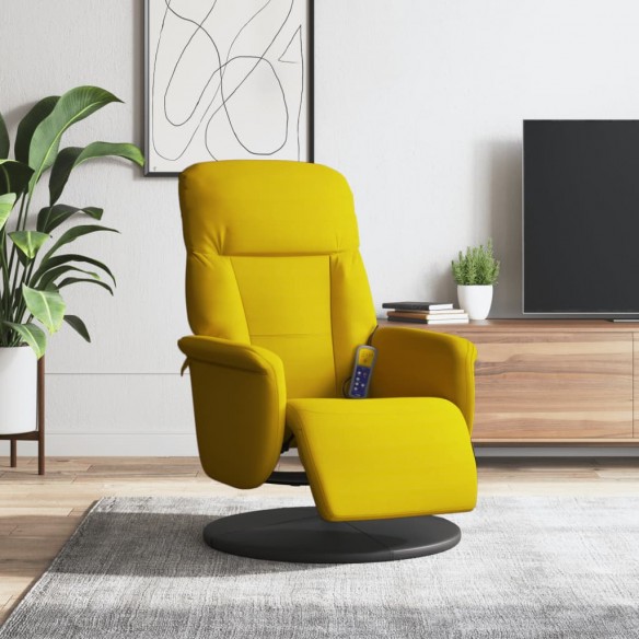 Fauteuil inclinable de massage avec repose-pied jaune velours