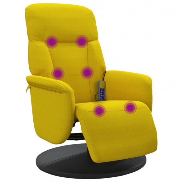 Fauteuil inclinable de massage avec repose-pied jaune velours