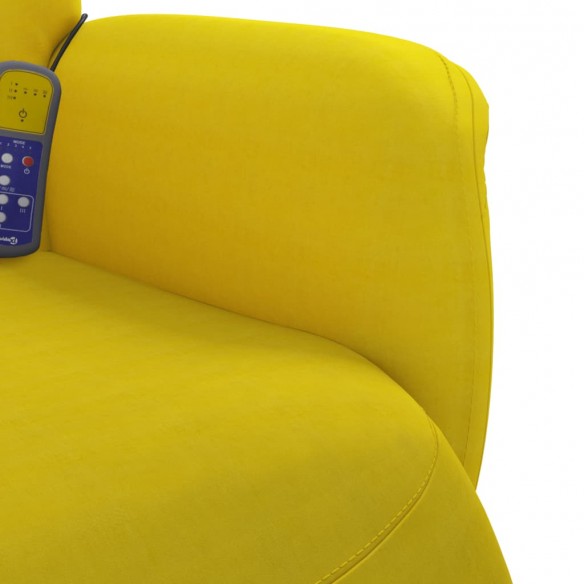 Fauteuil inclinable de massage avec repose-pied jaune velours