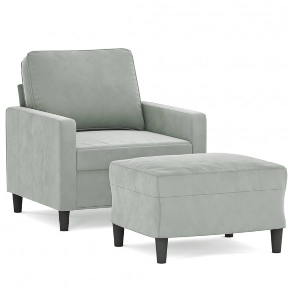 Fauteuil avec repose-pied Gris clair 60 cm Velours