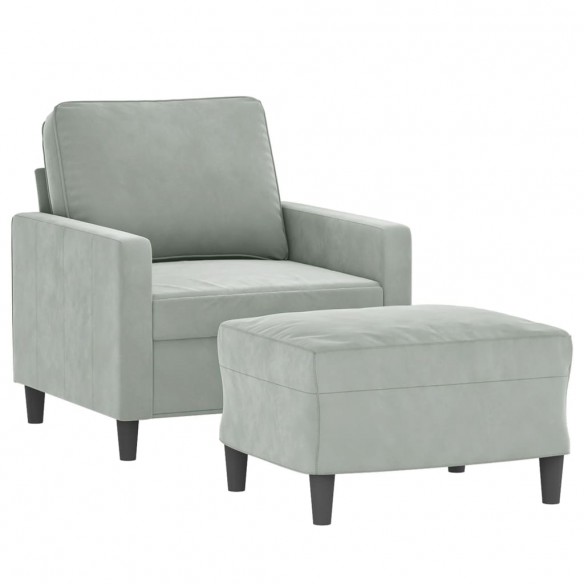 Fauteuil avec repose-pied Gris clair 60 cm Velours