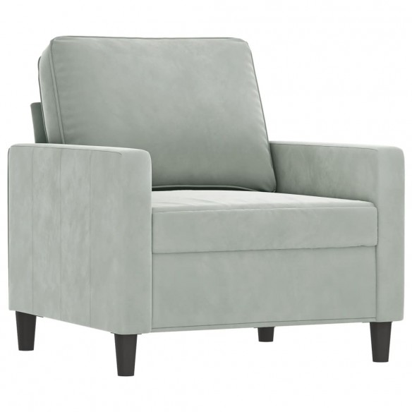 Fauteuil avec repose-pied Gris clair 60 cm Velours