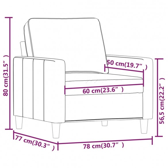 Fauteuil Gris foncé 60 cm Velours