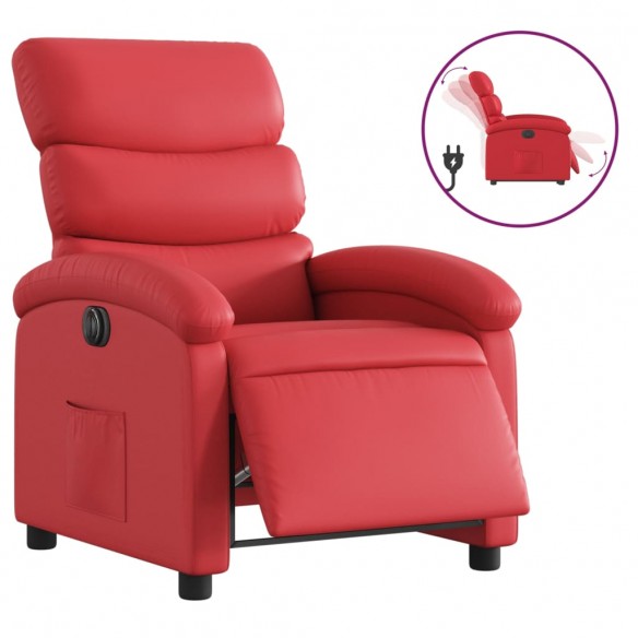 Fauteuil inclinable électrique Rouge Similicuir