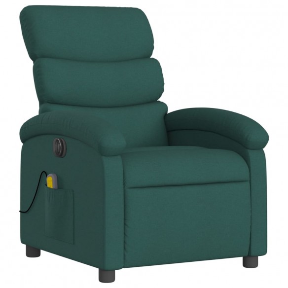 Fauteuil de massage inclinable électrique Vert foncé Tissu