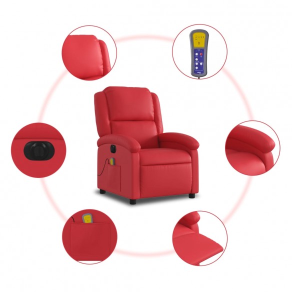 Fauteuil de massage inclinable électrique rouge similicuir