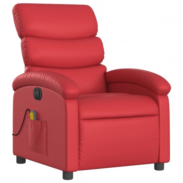 Fauteuil de massage inclinable électrique rouge similicuir