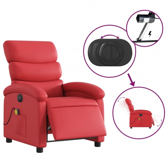 Fauteuil de massage inclinable électrique rouge similicuir