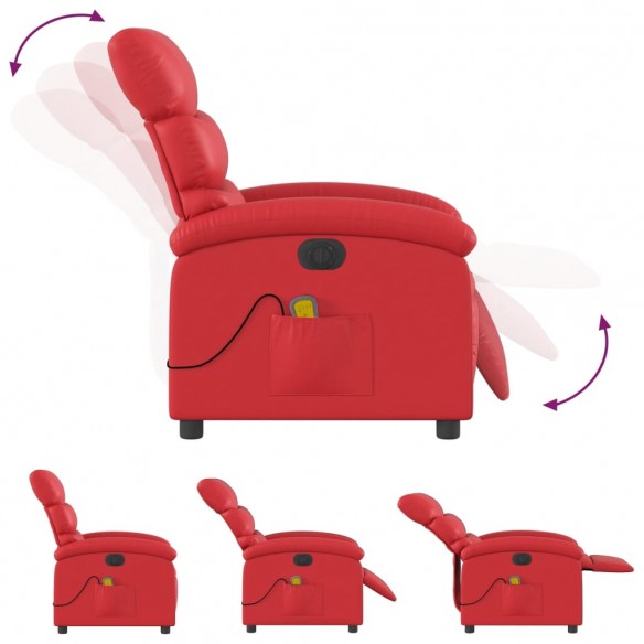 Fauteuil de massage inclinable électrique rouge similicuir