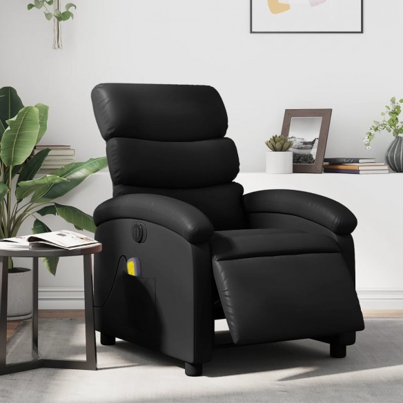 Fauteuil de massage inclinable électrique noir similicuir