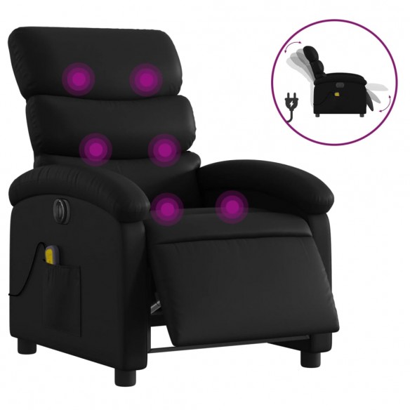 Fauteuil de massage inclinable électrique noir similicuir