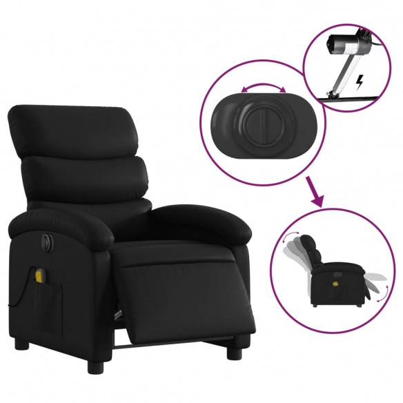 Fauteuil de massage inclinable électrique noir similicuir