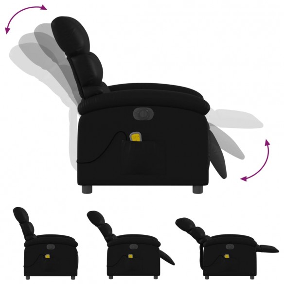 Fauteuil de massage inclinable électrique noir similicuir