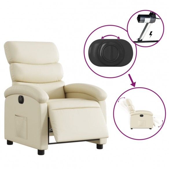 Fauteuil inclinable électrique Crème Similicuir