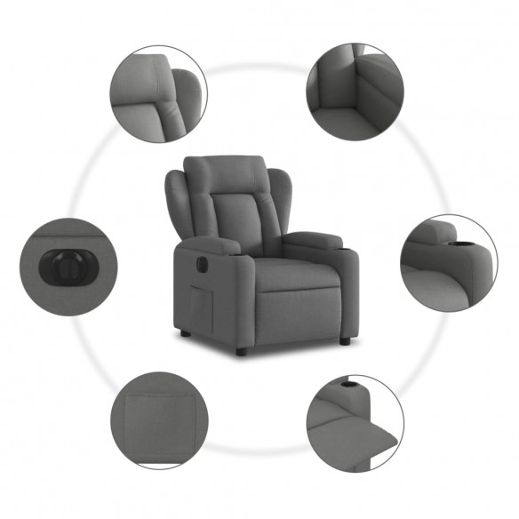 Fauteuil inclinable électrique Gris foncé Tissu