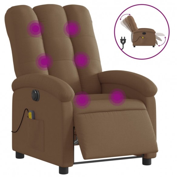 Fauteuil inclinable de massage électrique marron tissu