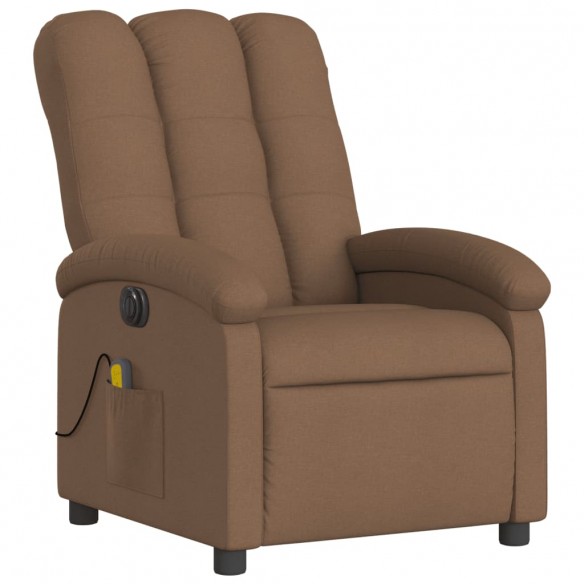 Fauteuil inclinable de massage électrique marron tissu