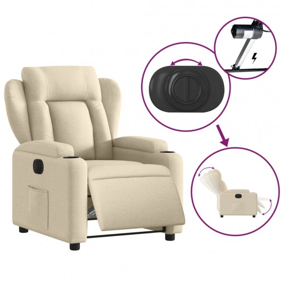 Fauteuil inclinable électrique Crème Tissu