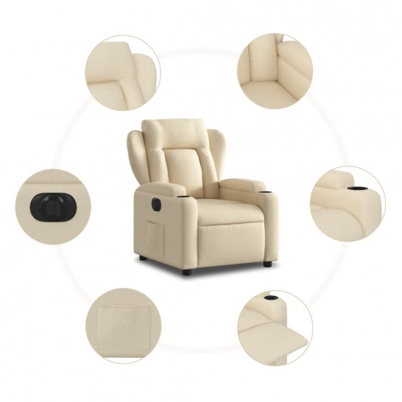 Fauteuil inclinable électrique Crème Tissu