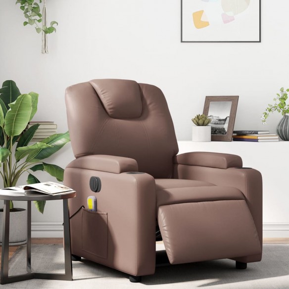 Fauteuil de massage inclinable électrique marron similicuir