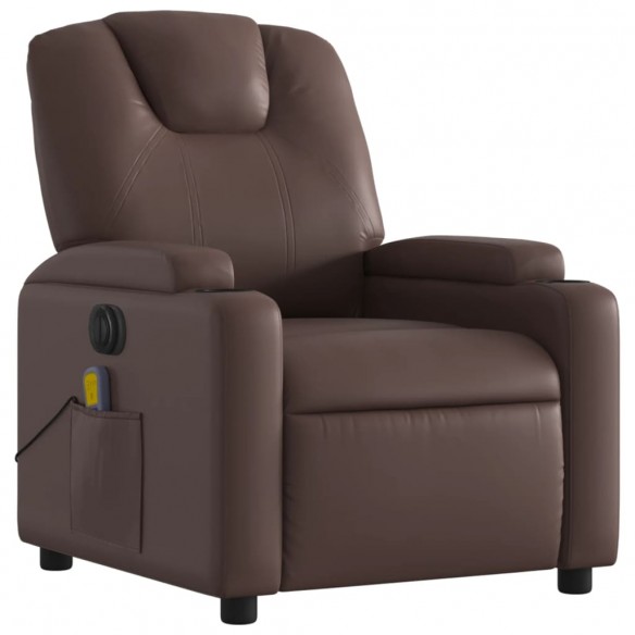 Fauteuil de massage inclinable électrique marron similicuir