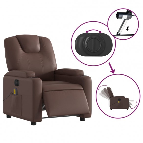 Fauteuil de massage inclinable électrique marron similicuir