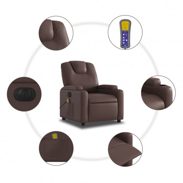 Fauteuil de massage inclinable électrique marron similicuir