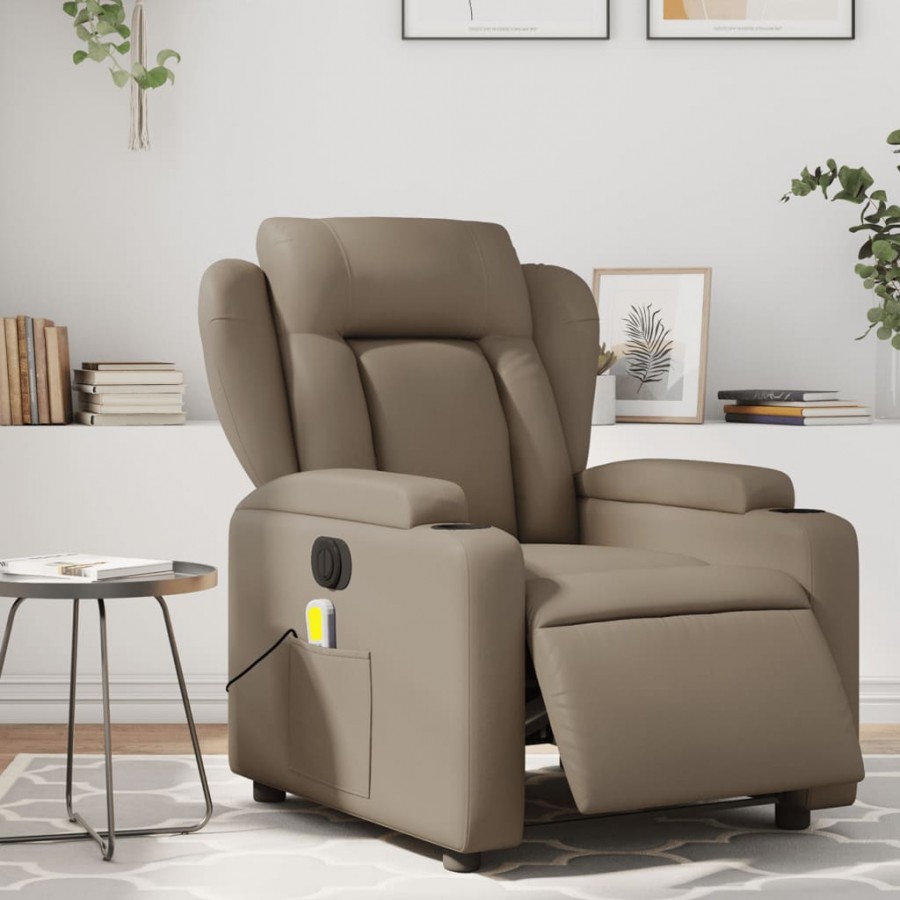 Fauteuil de massage inclinable électrique cappuccino similicuir