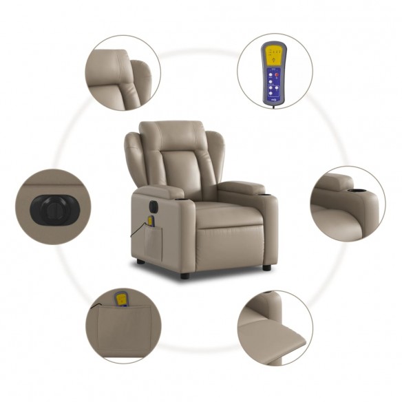 Fauteuil de massage inclinable électrique cappuccino similicuir