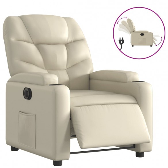 Fauteuil inclinable électrique Crème Similicuir