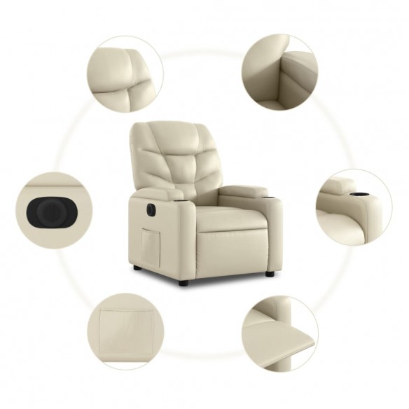 Fauteuil inclinable électrique Crème Similicuir