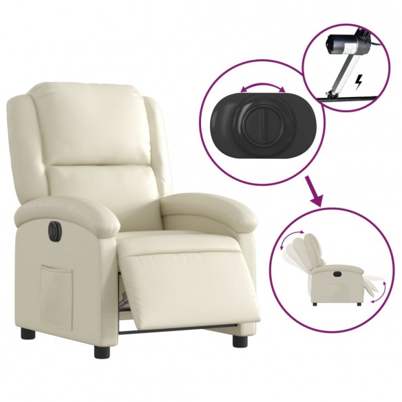 Fauteuil inclinable électrique Crème Similicuir