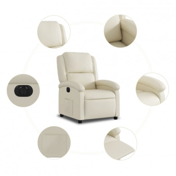 Fauteuil inclinable électrique Crème Similicuir