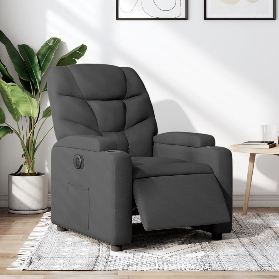 Fauteuil inclinable électrique Noir Tissu