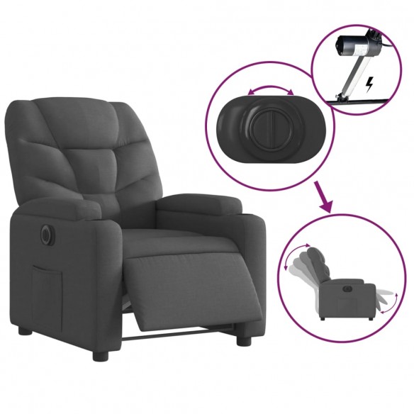 Fauteuil inclinable électrique Noir Tissu