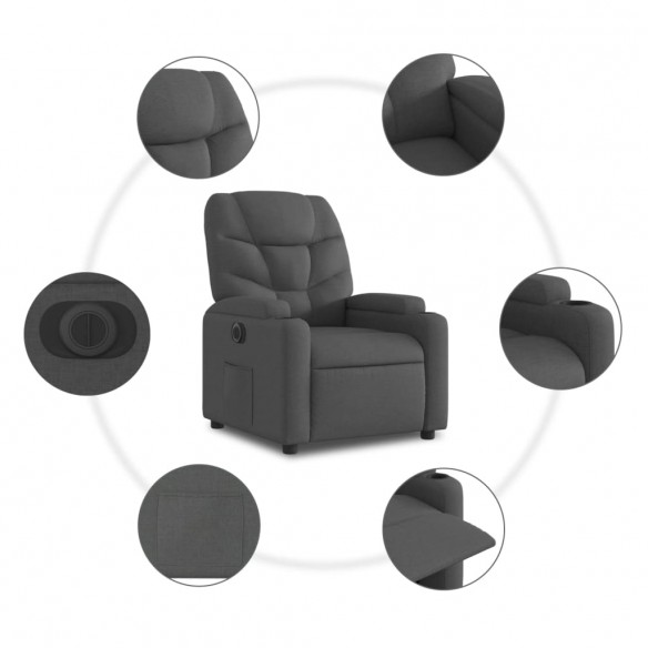 Fauteuil inclinable électrique Noir Tissu