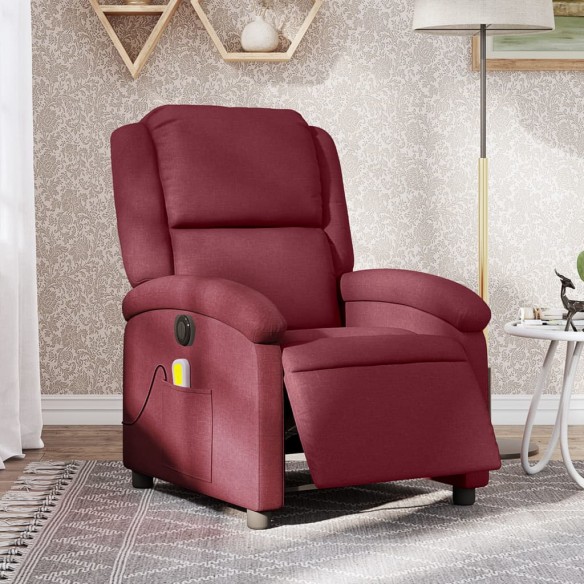 Fauteuil de massage inclinable électrique Rouge bordeaux Tissu